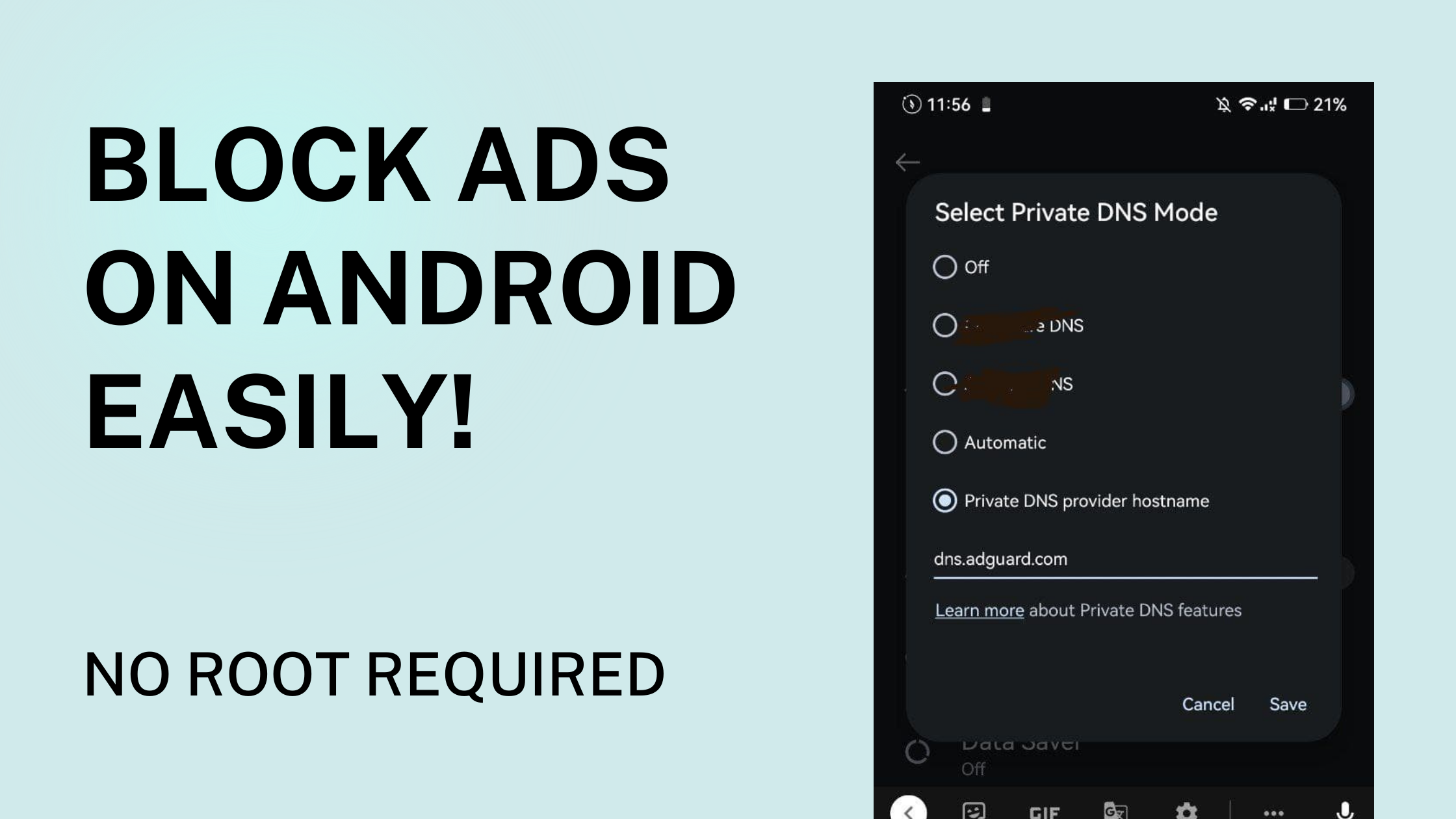 Easily block ads in all apps in Android (No Root Required)